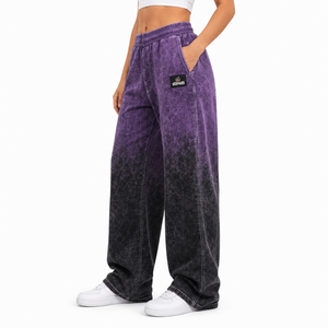 Pantalones de chándal de felpa con lavado ácido para mujer, de talle alto, con cordón, estilo jogger, corte holgado, vintage, para el día a día y comodidad. - Product Image 2