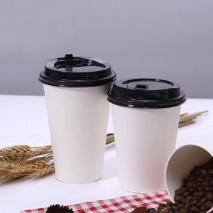 Vasos de papel blancos biodegradables desechables de 10 oz con logotipo personalizado para negocios de café y té - Product Image 3