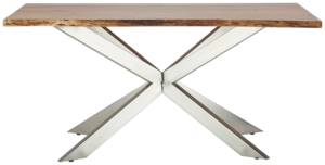 Table à manger de style industriel en acier inoxydable avec plateau en bois d'acacia à bords naturels et pieds en forme d'araignée pour la maison, la cuisine, le restaurant, le bureau - Product Image 3
