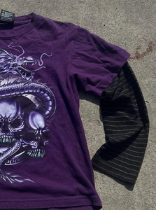 เสื้อยืดแขนยาวสองชั้นแบบยูนิเซ็กซ์สำหรับผู้ชาย ผ้าฝ้าย 100% ระบายอากาศได้ดี แห้งเร็ว เสื้อยืดแขนสองชั้น - Product Image 4