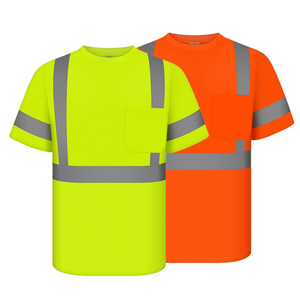 Camisa de Trabajo de Alta Visibilidad con Tiras Reflectantes para Empleados de Construcción y Almacén - Product Image 1