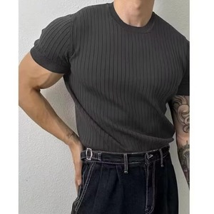 Camiseta de Verano de Alta Gama para Hombre, Corte Holgado Informal, Manga Corta, Tejido de Punto, Diseño Sólido, Transpirable, Tela de 180 Gramos, Bordada - Product Image 5