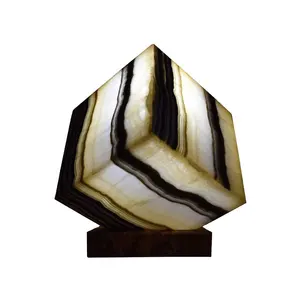 New Custom Shape Onyx Lamp in Best Price Factory Supplier Top Quality Onyx Table Lamp with Wooden Base
