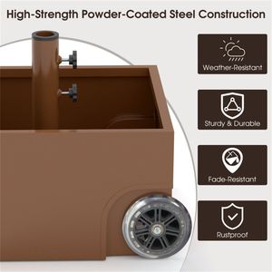 2 Adattatori per Ombrelloni da Patio da 7,5-11 Piedi, Base Ombrellone Riempibile con Ruote in Acciaio Inossidabile, Stile Caffè Romana, per Uso Balneare (Capacità 150 libbre) - Product Image 5