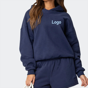 เสื้อฮู้ดดี้โอเวอร์ไซส์แฟชั่นใหม่ สวมใส่สบายสำหรับฤดูหนาว ผ้าฝ้ายฟลีซพิมพ์ลายสีพื้น 100% คุณภาพดีเยี่ยม สำหรับผู้หญิง - Product Image 1