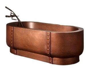 Style Metal <b>Bath</b> Barrel Without Lid Durable Adult BATHING Tubs Freestanding Oval Copper Bathtub Industrial - Product Image 1
