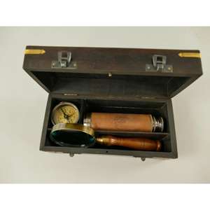 กล้องโทรทรรศน์โบราณ พร้อมเข็มทิศและแว่นขยาย บรรจุในกล่องแบบกำหนดเอง ของขวัญสไตล์เดินเรือ รองรับ OEM - Product Image 2