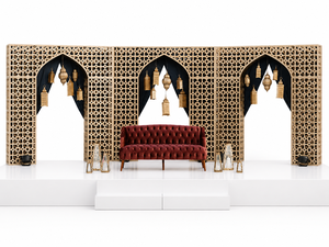 Victorian <b>Gold</b> Palace Style Laser Cut Reception Stage Mughal Theme Laser <b>Backdrop</b> Panels Elegant Moroccan Pattern Laser Panel - Product Image 3