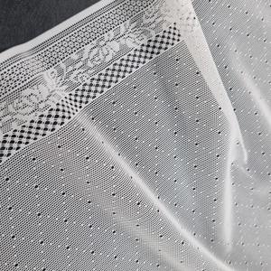 Tissu en dentelle extensible à pois en maille, 24 cm, léger, en nylon et élasthanne, tricoté chaîne, avec bandes latérales florales pour lingerie de mariage - Product Image 4