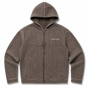 Custom <b>Vintage</b> Washed Pullover Oversized <b>French</b> Terry 100% Cotton Heavyweight Pinstripe Full Hoodie Streetwear Wholesale USA - Product Image 2