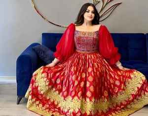 Robes de mariée de luxe en coton, soie et mousseline, robe afghane pour filles, motif floral pour mariages et occasions festives, toutes tailles - Product Image 3