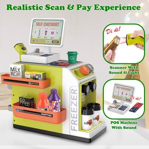 Juego de 48 Piezas de Juguetes de Caja Registradora, Escáner y Cafetera, Mini Supermercado, Juego de Roles de Tienda de Comestibles, Artículos de Comida de Juguete, 48 Piezas - Product Image 2
