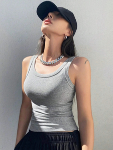 Débardeur d'été court pour femme en gros, 100 % coton, respirant, confortable, sans manches, camisole dos nu, sous-vêtement - Product Image 2