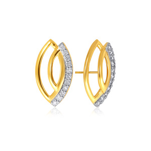 Elegance of Vision Diamond Studs Round Cut Diamond Earrings Yellow Gold Women's Minimalist Everyday Wear Natural H Color <b>Stone</b> - Product Image 3