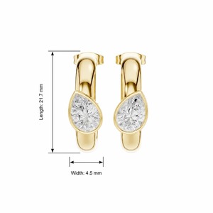 Boucles d'oreilles créoles Huggie en or jaune 9K avec diamant de laboratoire en forme de poire de 1,90 carat, serti clos, vente en gros, bijoux personnalisés OEM - Product Image 1