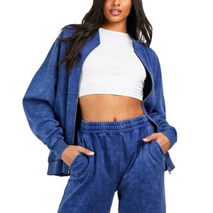 Trajes Deportivos con Capucha Unisex de Invierno, Lavado Ácido, Estilo Desgastado, Diseño Sólido, Ropa Urbana, 100% Algodón, Precio al por Mayor 2026, Fabricación Personalizada OEM - Product Image 2