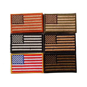 Parche de tela rectangular termoadhesivo con bandera estadounidense y línea roja delgada bordada para decoración de ropa - Product Image 5