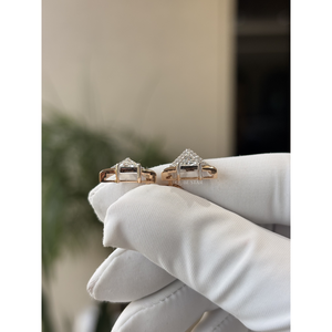 Pendientes de Diamante Cultivado en Laboratorio QUBE STAR de Lujo, Oro Sólido de 14K, Corte Trillón, Piedras Laterales Brillantes, Certificación IGI, Joyería para Mujer - Product Image 2