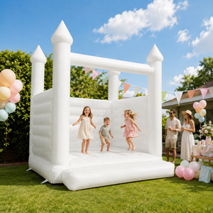 Château <span class=keywords><strong>gonflable</strong></span> commercial blanc avec garantie de 3 ans, certifié EN71/CE, PVC personnalisé pour mariages, anniversaires, événements - Product Image 4