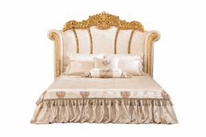 Lit et mobilier de chambre à coucher de style turc classique sculpté, lit en bois massif de style turc royal pour villas et maisons de luxe, fabricant - Product Image 2