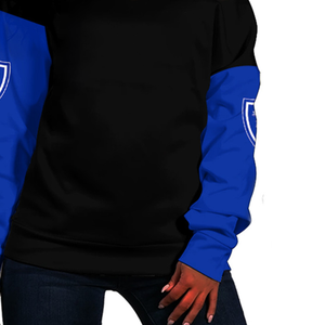 Chemises épaules dénudées OEM 1920 Zeta Phi Beta, broderie bleue et noire Zita et logo en chenille, chemises épaules dénudées grecques pour femmes - Product Image 2