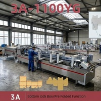 Mesin Lipat dan Lem Kotak Otomatis 3A-1100YG untuk Kotak Dasar Terkunci, Mesin Lipat Kertas Kecepatan Tinggi 3 Titik dengan Kontrol PLC