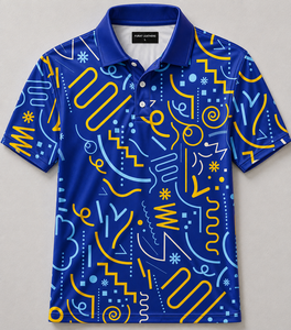เสื้อกอล์ฟผู้ชายแบบสวมใส่สบาย พิมพ์ลายดิจิตอลด้านหน้า พร้อมโลโก้ OEM ตามสั่ง แห้งเร็ว - Product Image 5
