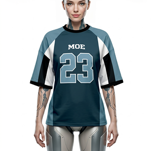 Maillot de football américain 2026 à manches raglan pour homme, coupe ample et oversize, color block, maille respirante, style hip-hop streetwear, maillot de sport - Product Image 1