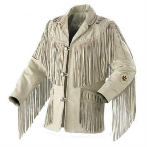 Chaqueta de Cuero de Gamuza Estilo Vaquero Occidental para Hombre, con Flecos y Cuentas, Bordada a Mano, Vintage - Product Image 1
