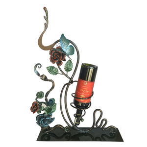 Wholesale Wrought Iron <b>Wine</b> Rack 100% Hand Forged Butterfly Rose Decorative Single Bottle Holder Vintage Luxury From Vietnam - Product Image 3