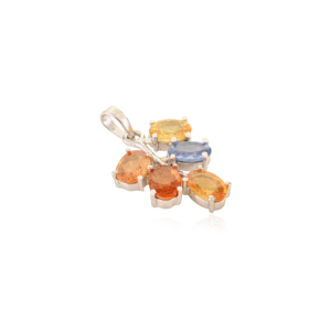 Collar con Colgante de Racimo de Zafiros Multicolores en Plata de Ley 925 con Baño de Rodio para Mujer, Elegante para Fiestas y Uso Diario, Joyería Fina - Product Image 3