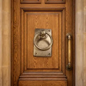 Battant de porte en laiton robuste, type anneau décoratif, noir mat, design moderne, pour usage hôtelier - Product Image 4