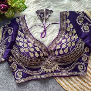 Blusa de novia tradicional amarilla con bordado floral Zari, top corto de mezcla de seda tejida con cuello corazón para fiesta de verano para mujer - Product Image 4