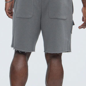 Pantalones cortos de forro polar para hombre de color sólido con precio de fábrica para compradores mayoristas, calidad premium con cordones y bolsillos con logotipo. - Product Image 5