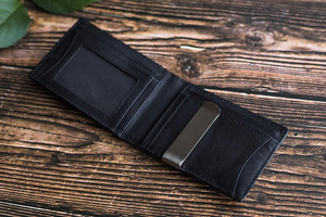 High Quality Short Business Bifold Leather <b>Wallet</b> <b>Metal</b> Clip Custom Logo Low MOQ Multi-Card Capacity Trending Wholesale Option - Product Image 3