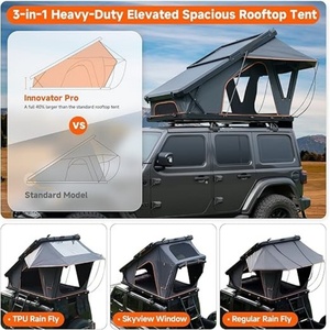 Carpa de Techo Elevada con Ventana Panorámica, Escalera Telescópica, Tira de Luces LED de Círculo Completo, Carpa de Techo para Camioneta, Jeep, SUV - Product Image 3