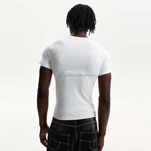 T-shirts pour hommes coupe ajustée coton LOGO personnalisé chemises de fitness pour hommes col en O sporty GYM Wear t-shirt d'entraînement pour homme - Product Image 5