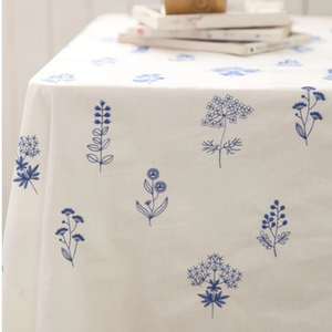 Joli tissu de coton brodé de fleurs bleues, tissu de dentelle de coton floral pour robe de mariée, chemisier, nappe, costumes, rideau - Product Image 3