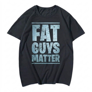 เสื้อยืดคอกลมแขนสั้นผ้าฝ้ายทรงปกติสำหรับผู้ชายไซส์ใหญ่ ยี่ห้อ Fat Guys Matter ลายพิมพ์ด้านหน้าพร้อมโลโก้ สไตล์ลำลอง - Product Image 2