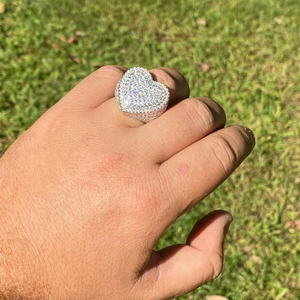Moissanite Diamond Heart Hip Hop <b>Ring</b> <b>Iced</b> Out <b>Ring</b> 925 Sterling Silver Men Statement Bling Jewelry Luxury Fashion Design - Product Image 1