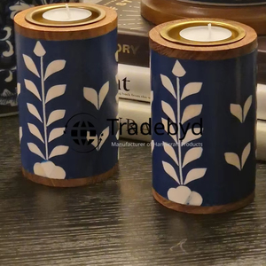 Porte-bougie en os incrusté fait main de qualité supérieure, décoration de table pour la maison par Tradebyd - Product Image 6