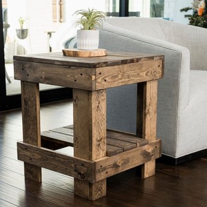 <b>Rustic</b> Pine Wood <b>Side</b> <b>Table</b> with Storage Drawer - Wholesale Handcrafted Furniture - Product Image 4