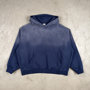 Sweat à capuche ample rétro personnalisé en coton épais 100 % anti-rétrécissement, délavé à l'acide, coupe décontractée, épaules tombantes, imprimé, style streetwear pour homme - Product Image 3