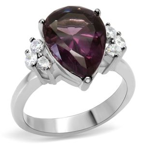 Piatto in Vetro Sintetico Amethyst TK167 con Anello in Acciaio Inossidabile Altamente Lucidato (Senza Placcatura) - Product Image 1