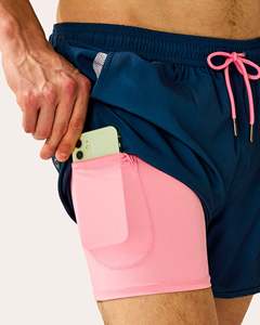 Wholesale <b>Mens</b> Custom 2 in 1 Sports <b>Shorts</b> Double Layer Premium Running Gym <b>Shorts</b> With <b>Compression</b> Inner Liner Quick Dry Fabric - Product Image 2