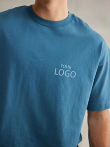 Camiseta de algodón grueso para hombre al por mayor, corte holgado con hombros caídos, manga corta, cuello redondo, estampado personalizado, estilo urbano - Product Image 6