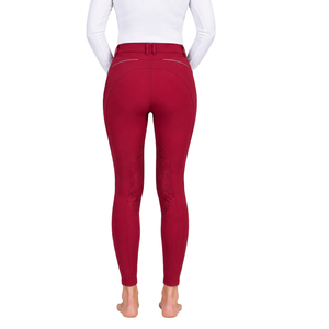 Leggings d'équitation pour femmes bordeaux, taille haute, extensibles, avec grip en silicone intégral, pour l'entraînement sportif et l'équitation - Product Image 2