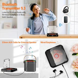 El Mejor Reproductor de CD Compacto Negro, Portátil, Recargable, Equipo de Sonido Retro para el Hogar, Escritorio, Estéreo - Product Image 3