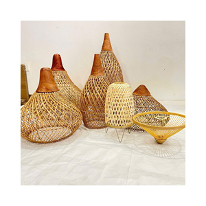 Pure Bamboo Lamp Natural <b>Wicker</b> Hanging Light Heavy Duty Ceiling Pendant <b>Lampshade</b> Premium Quality Bulk Wholesale Factory - Product Image 1