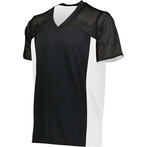 Maillot de football pour homme, rouge et blanc, col en V, manches courtes, tissu respirant en polyester, coupe athlétique, toutes saisons - Product Image 3
